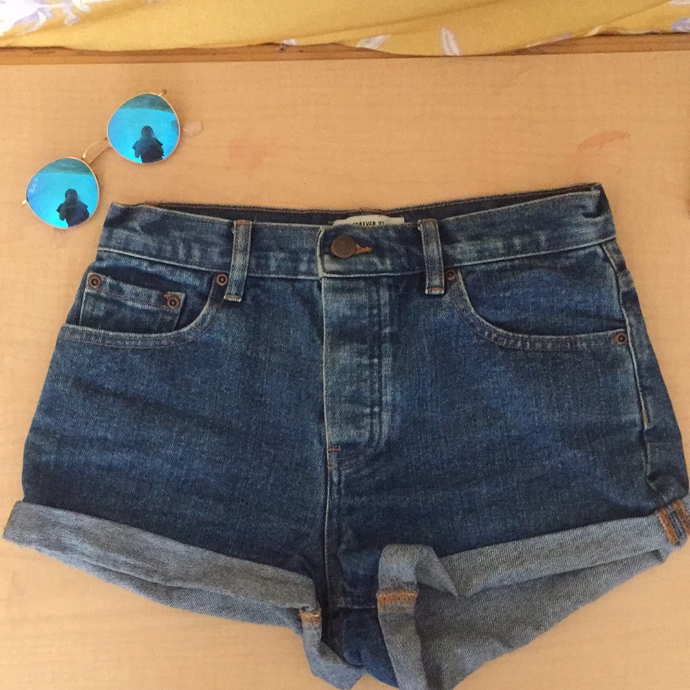 High waisted jean shorts